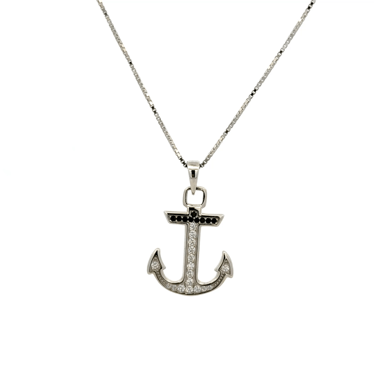 Rhodium Anchor chain with pendent