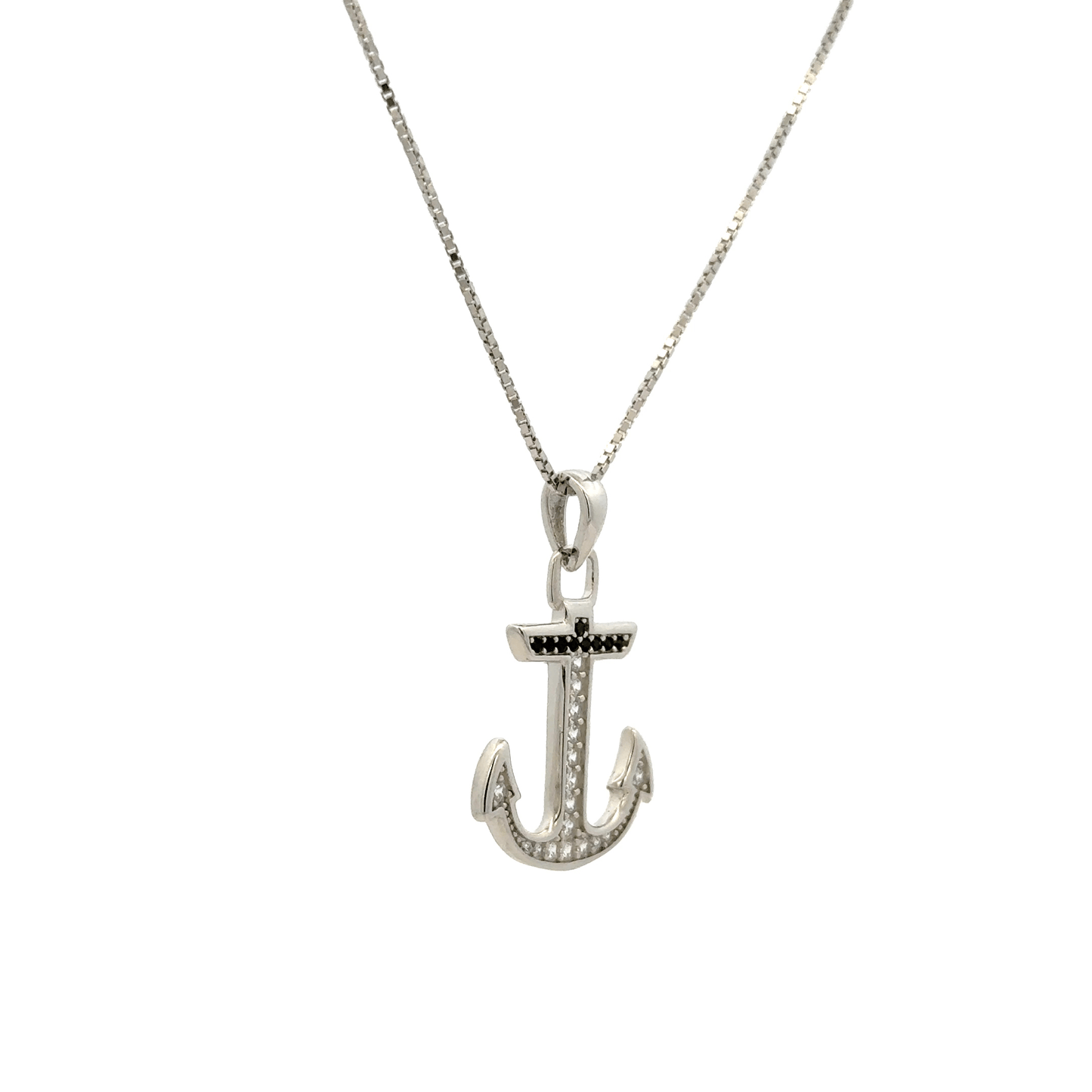 Rhodium Anchor chain with pendent