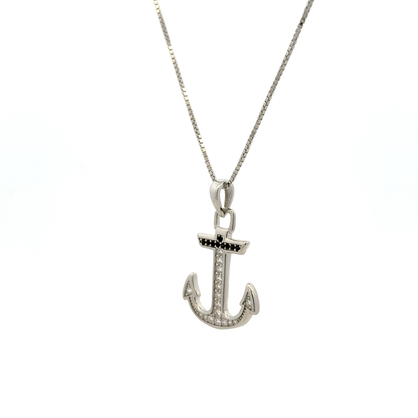 Rhodium Anchor chain with pendent