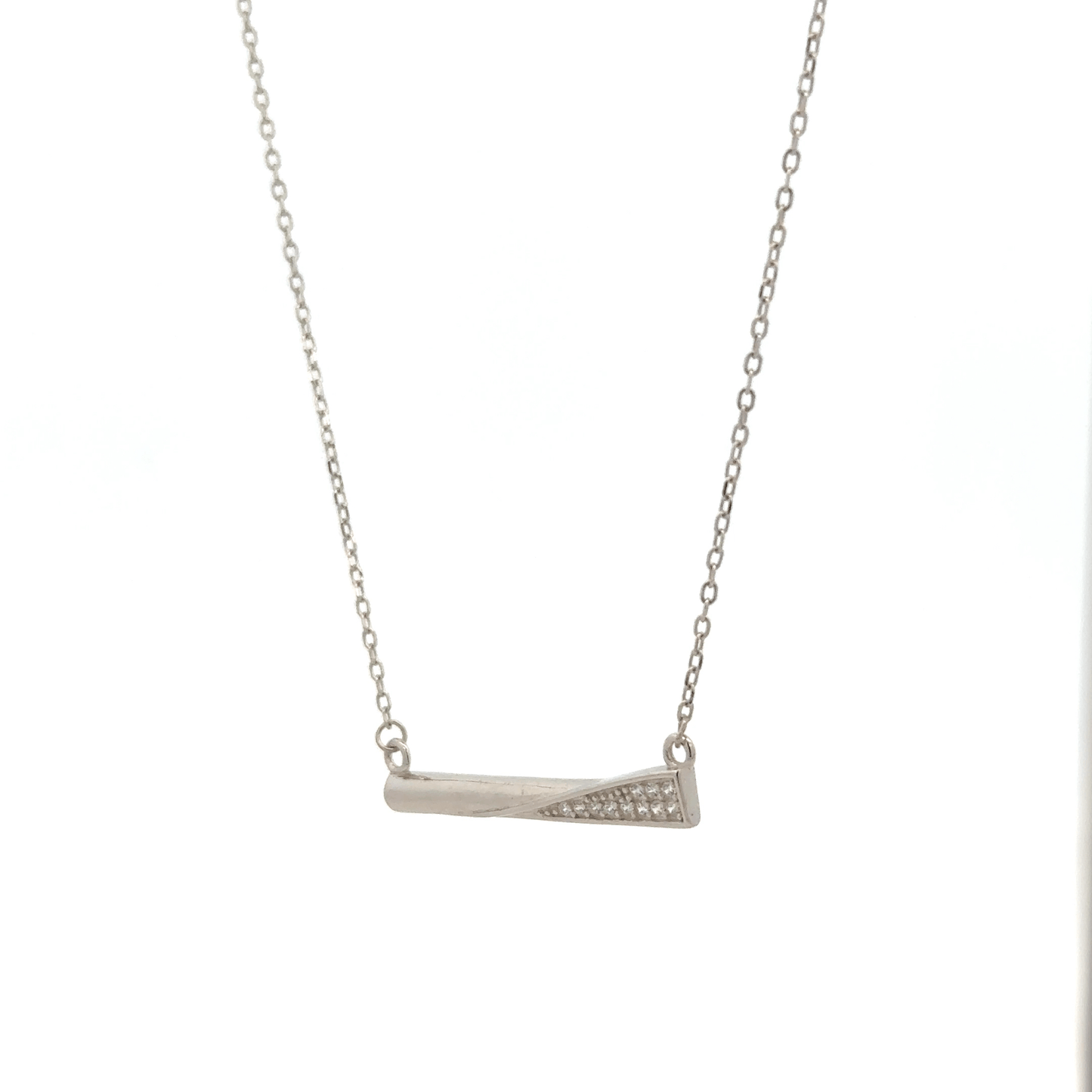 Rhodium Bar type chain with pendent