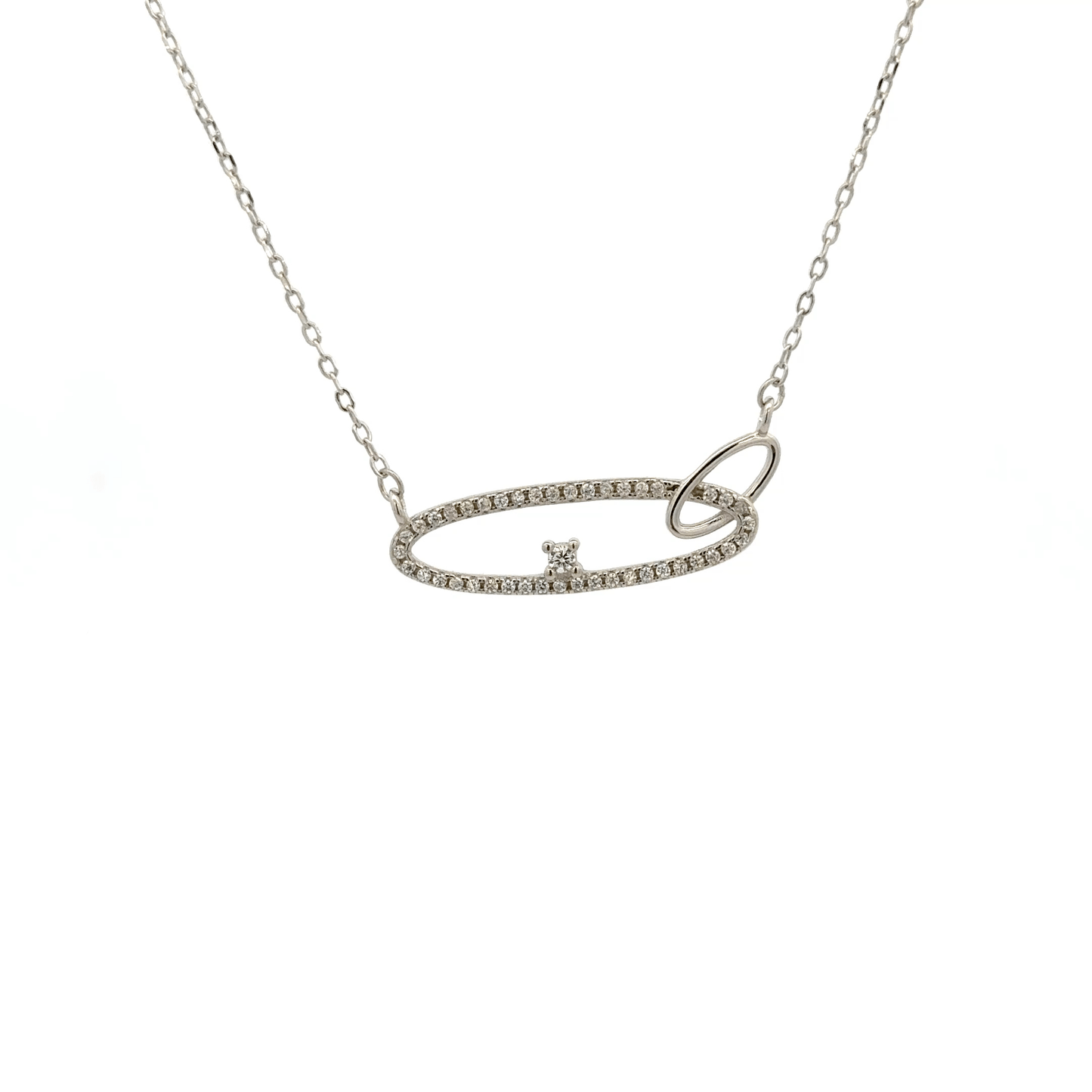 Rhodium circle chain with pendent