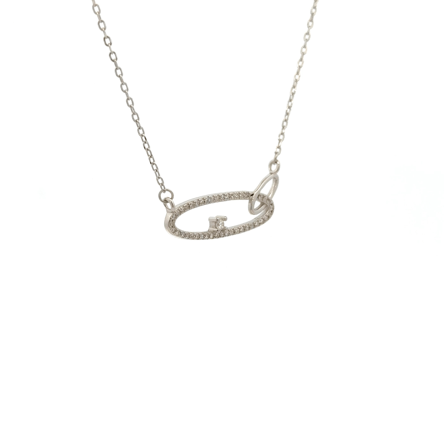 Rhodium circle chain with pendent