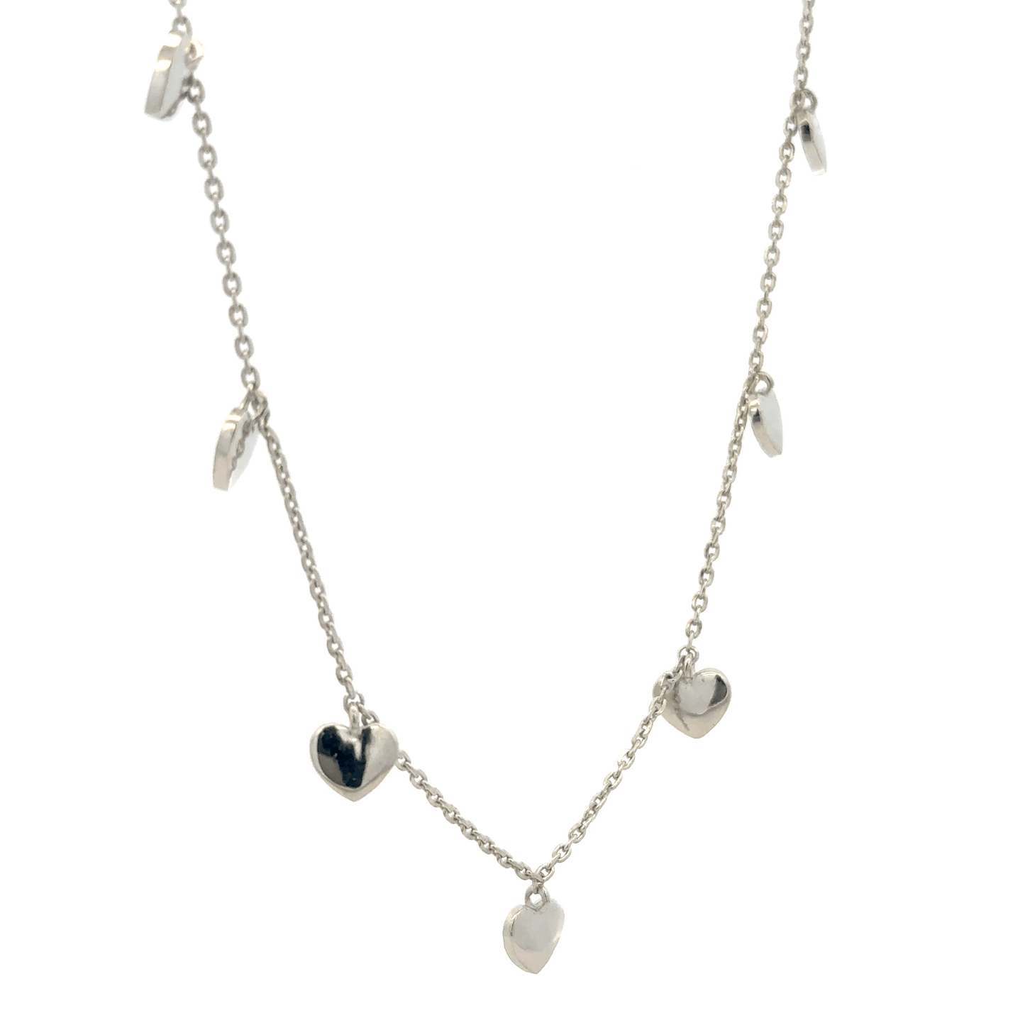Rhodium heart charm chain