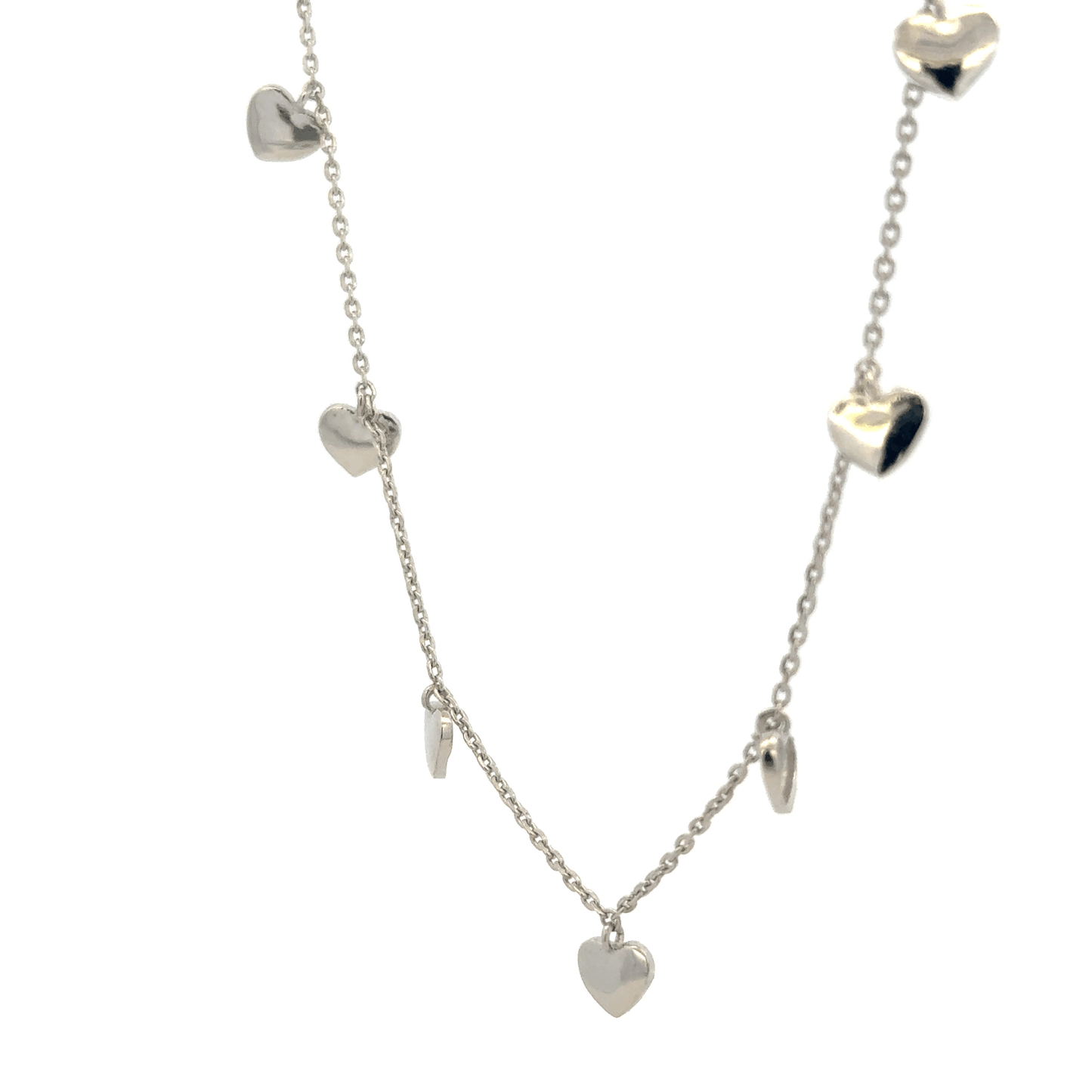 Rhodium heart charm chain