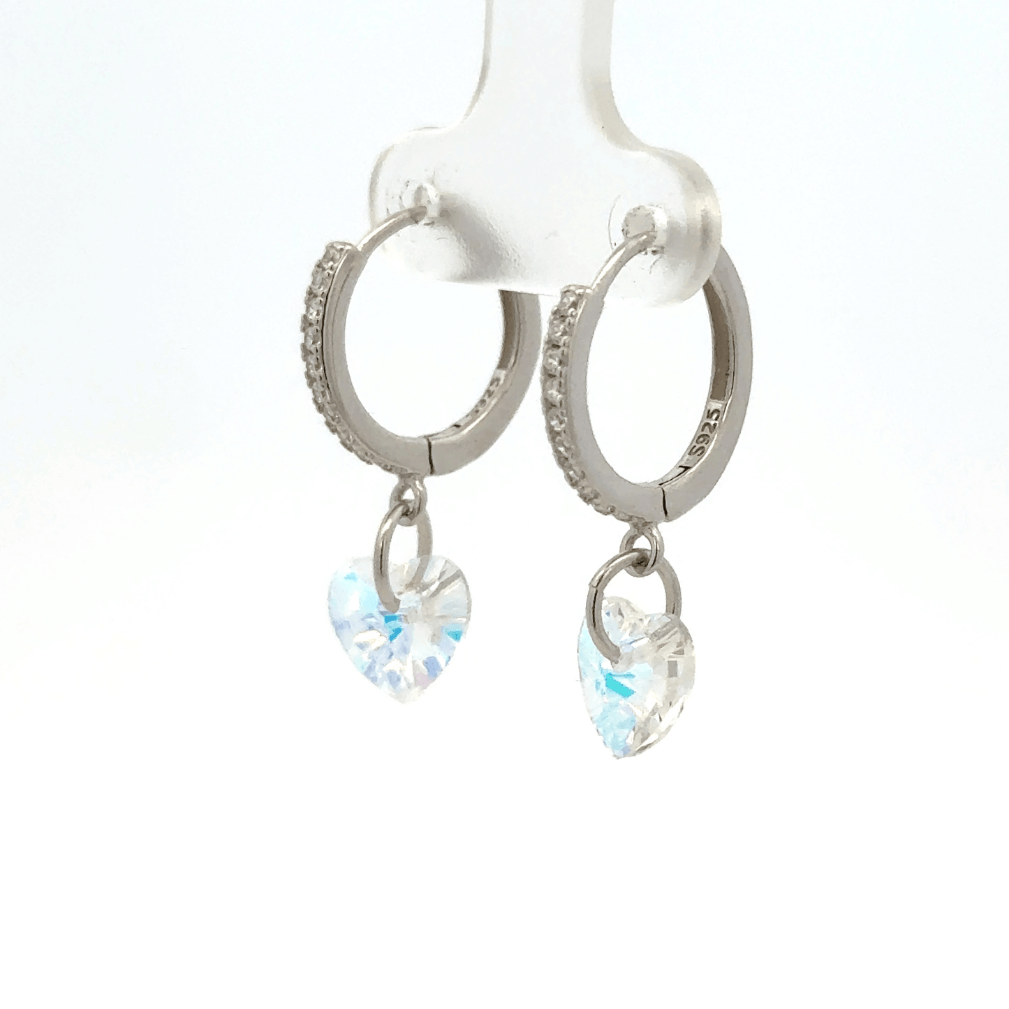 Heart White Drops Baali Earring