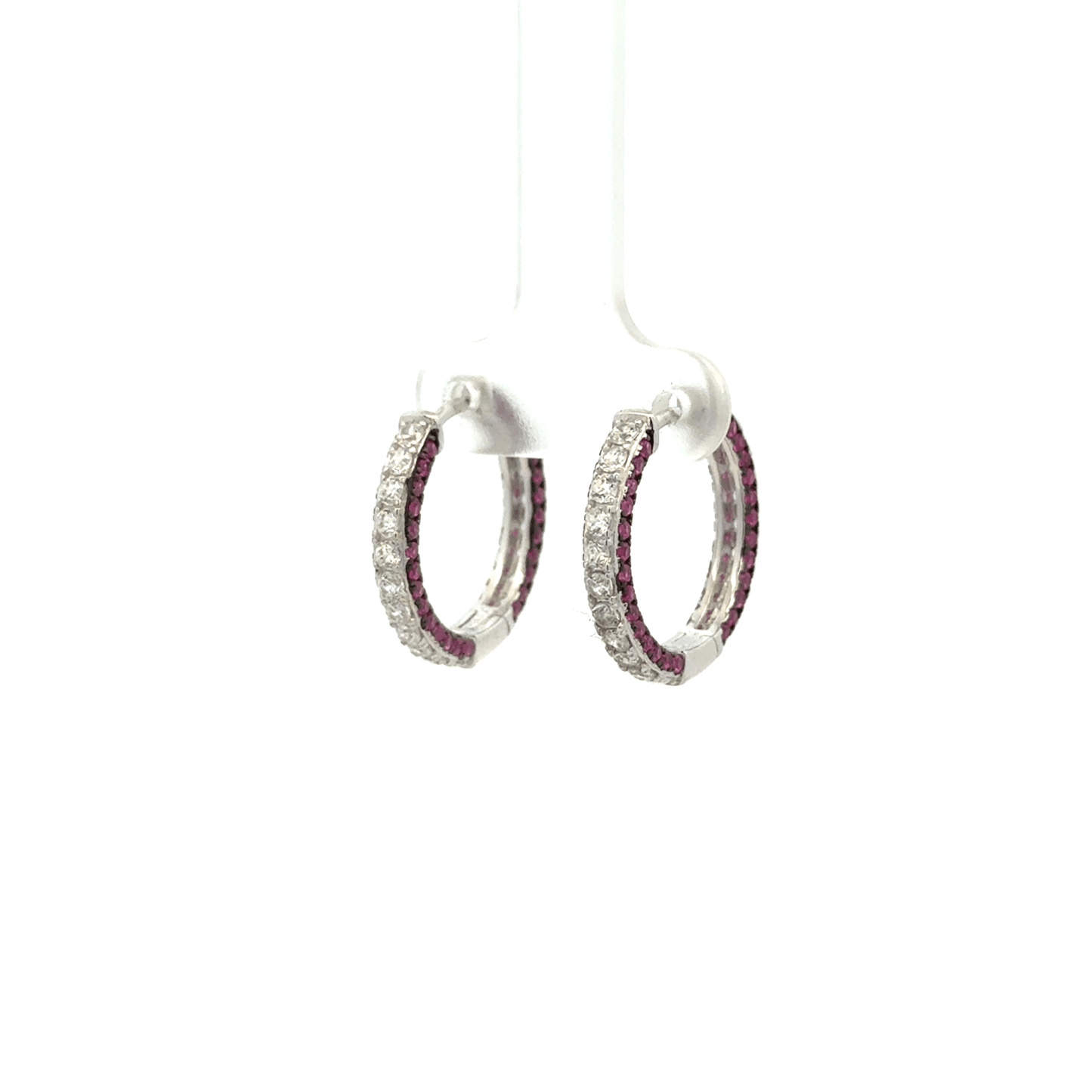 Red Side Stone Bali Earring