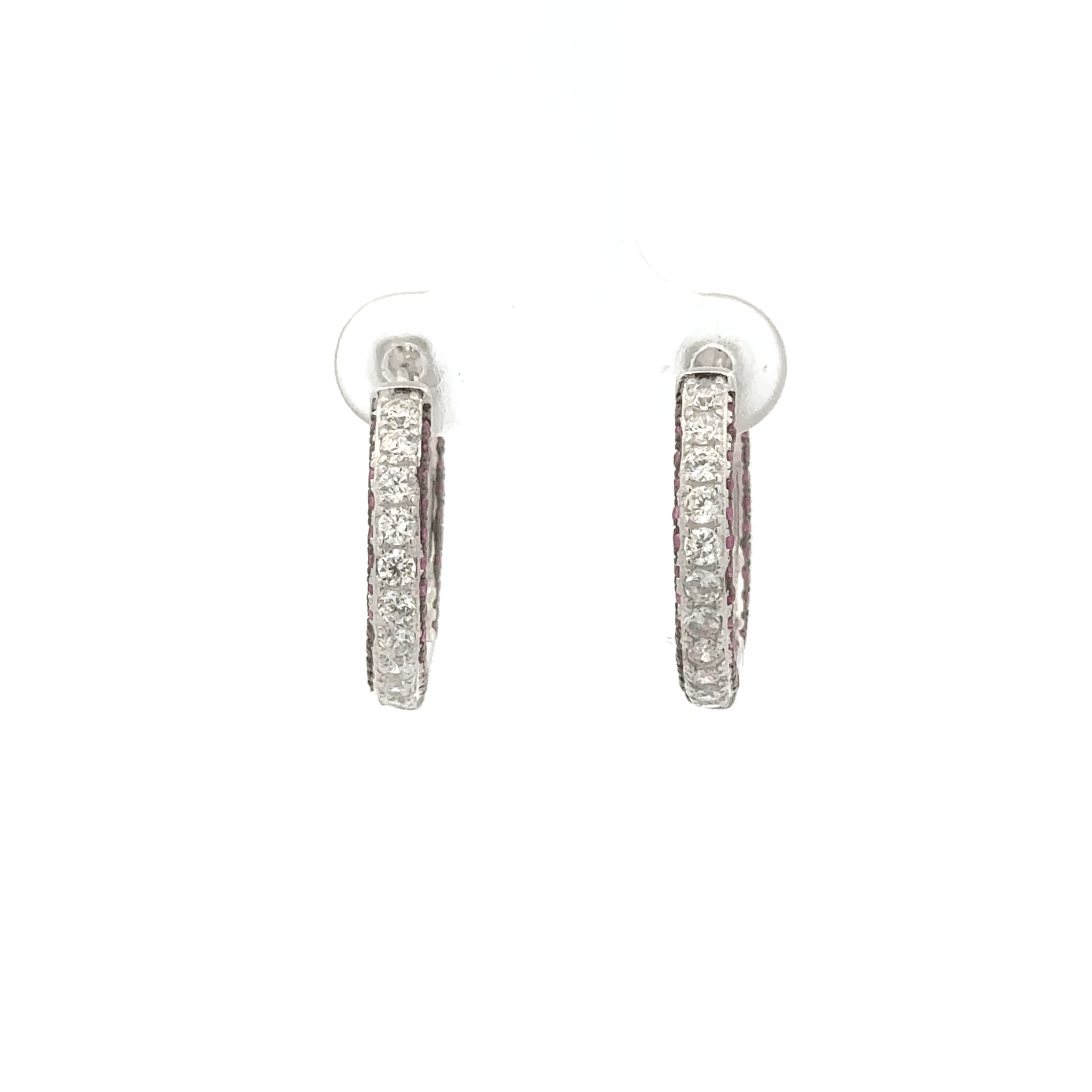 Red Side Stone Bali Earring