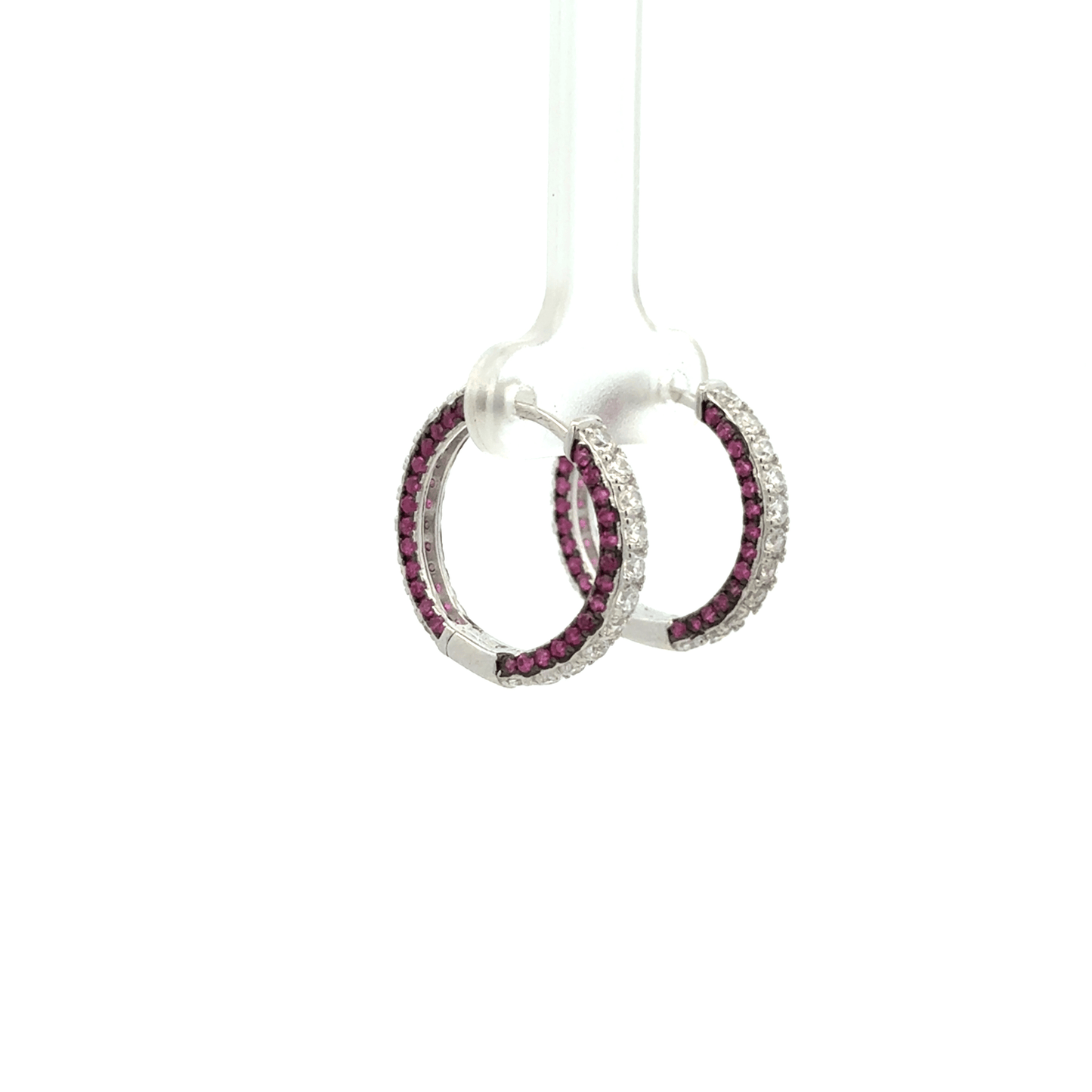 Red Side Stone Bali Earring