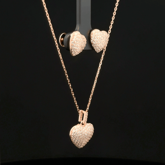 Heart Chain Pendant With Earring