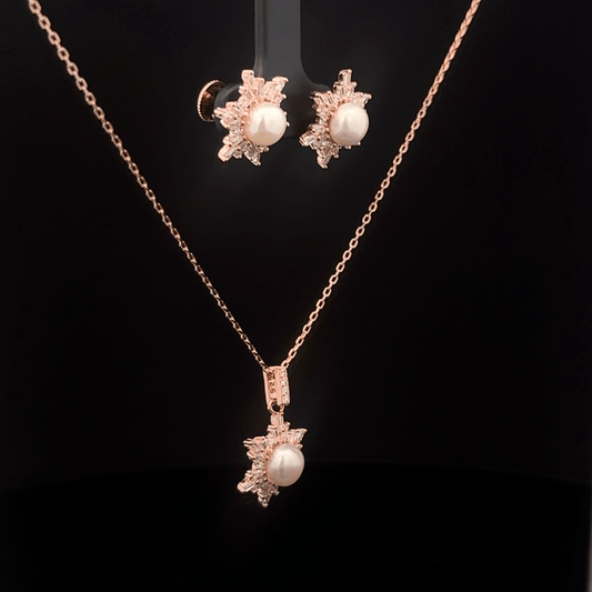 Pearl Star Chain Pendant Earrings