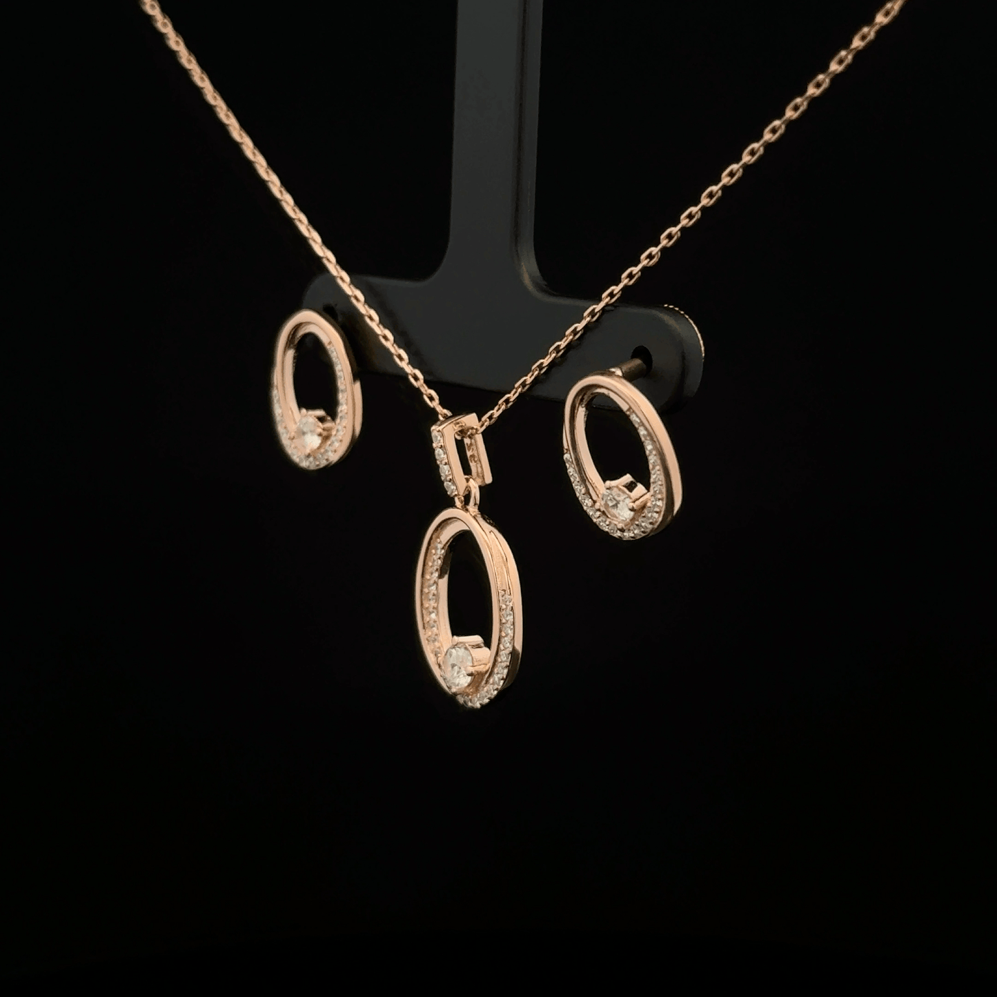 Oval Chain Pendant Earrings