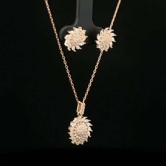 Sunflower Chain Pendant Earrings