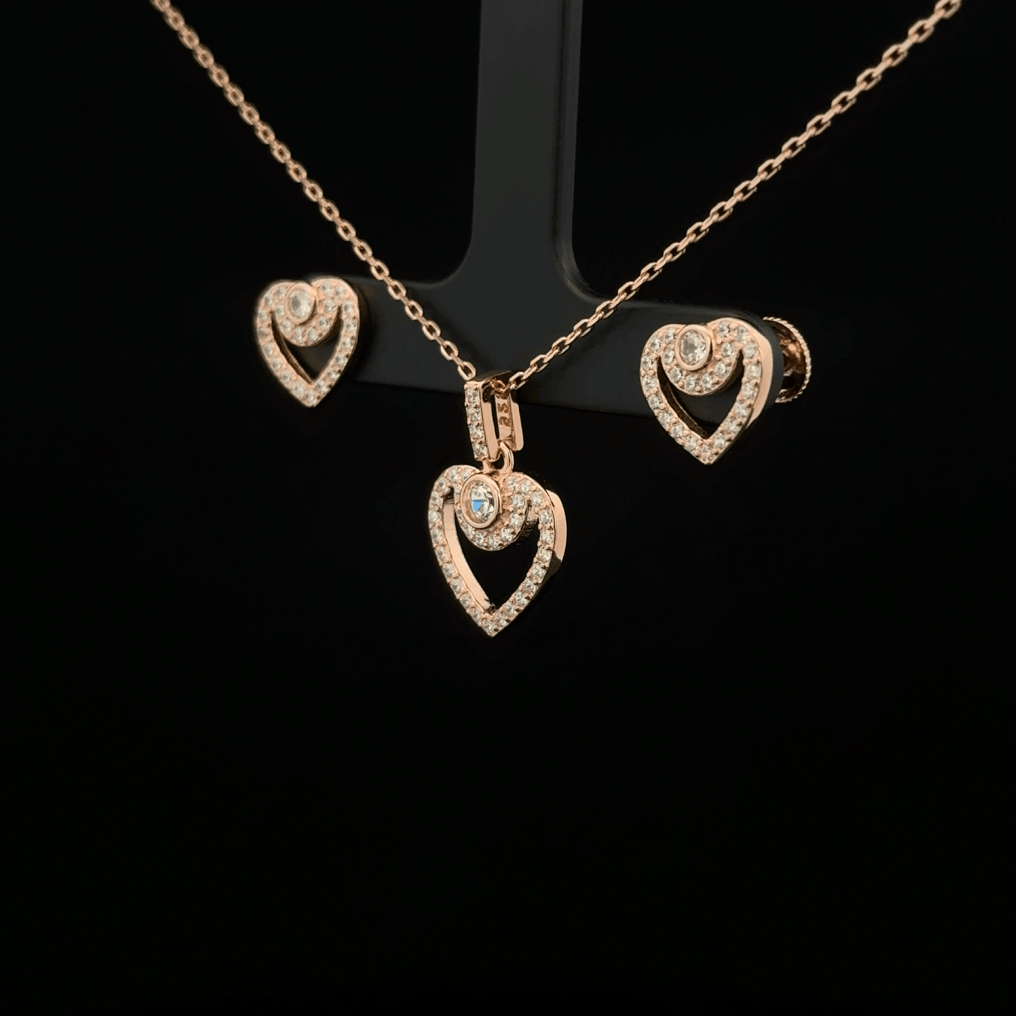 Heart Chain Pendant Earrings