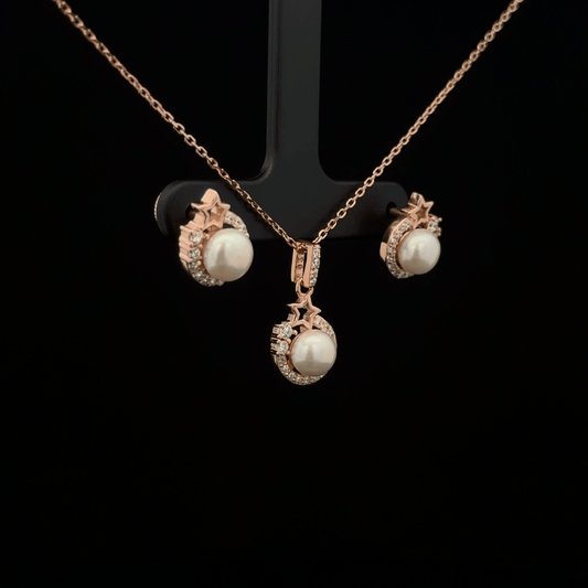 Pearl Chain Pendant Earrings