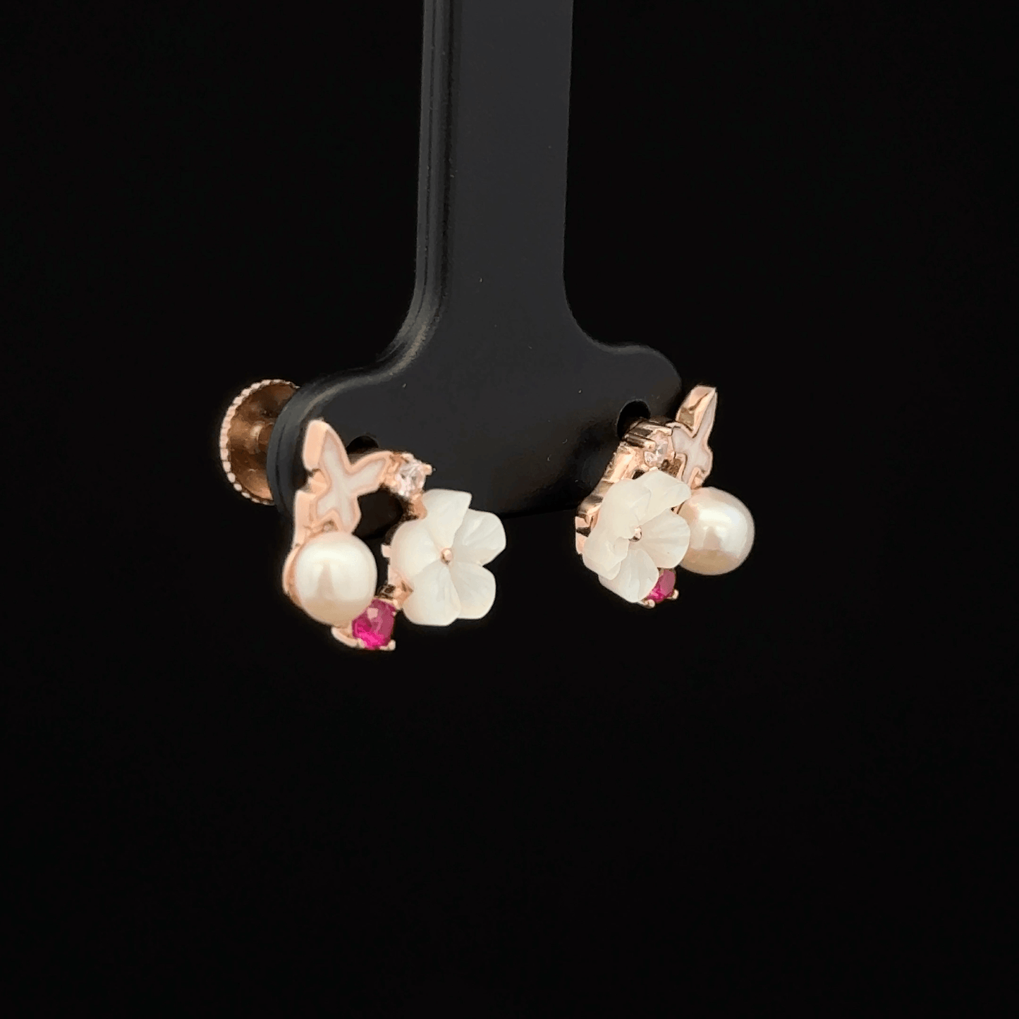 ROSEGOLD MOP FLOWER EARRING