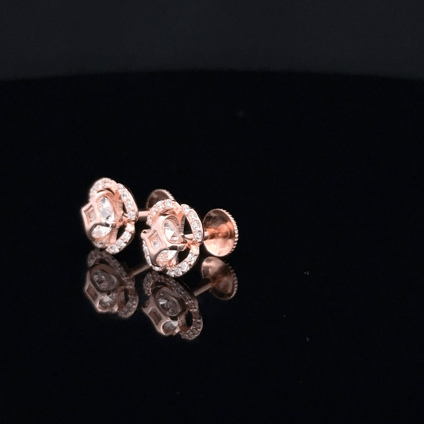 ROSEGOLD FLOWER PEARL EARRING