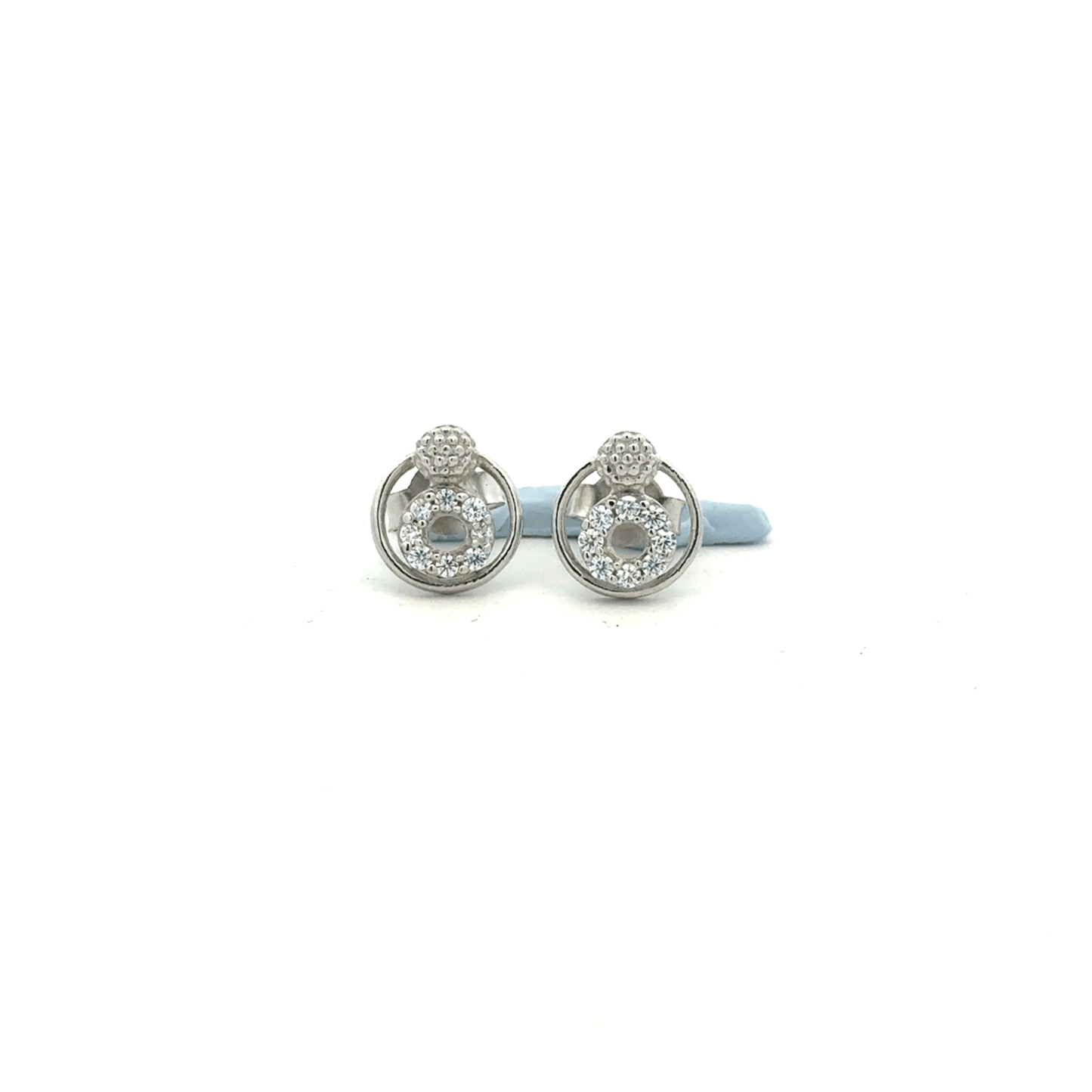 Circle White Stone Earrings