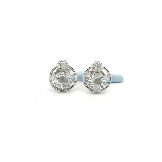 Circle White Stone Earrings