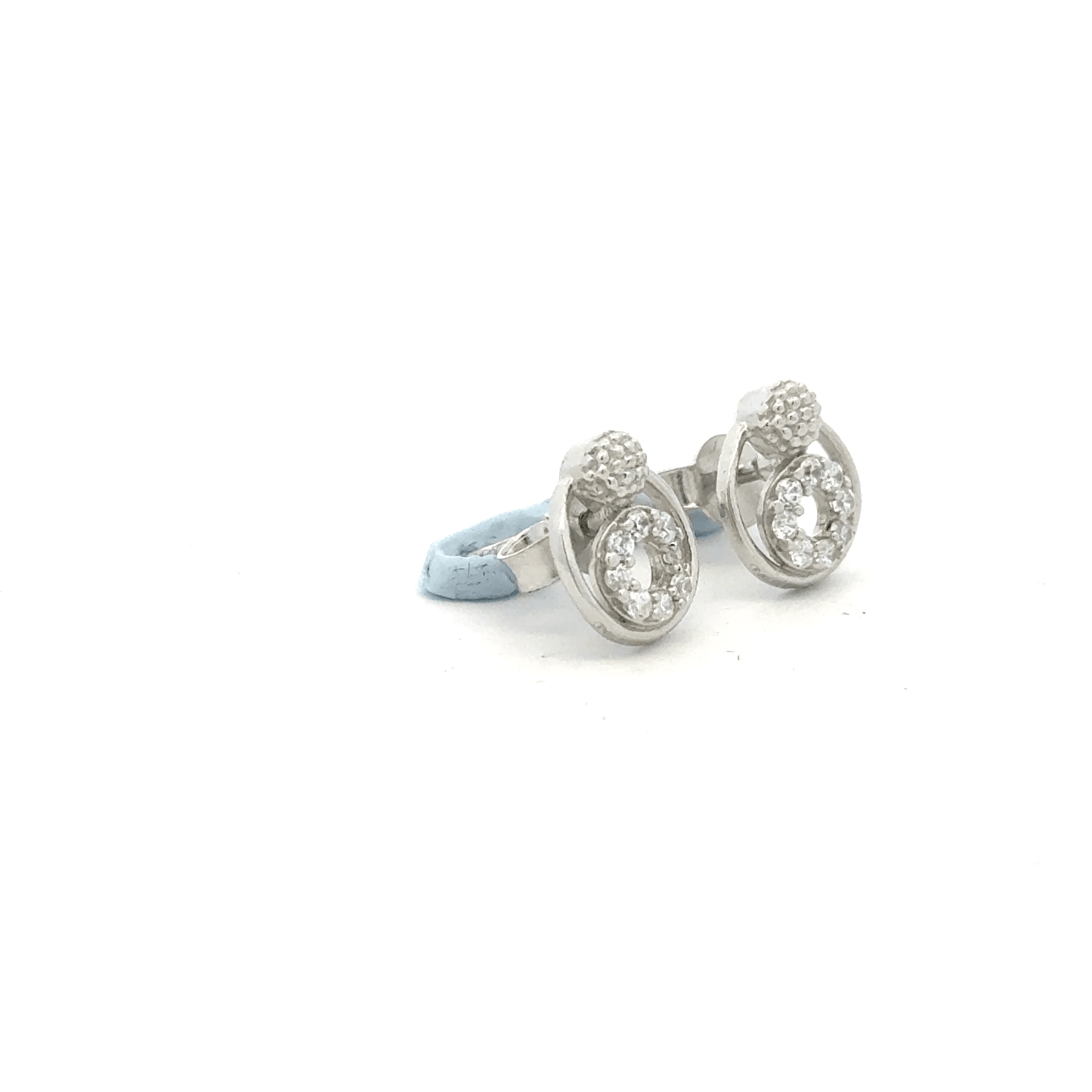 Circle White Stone Earrings