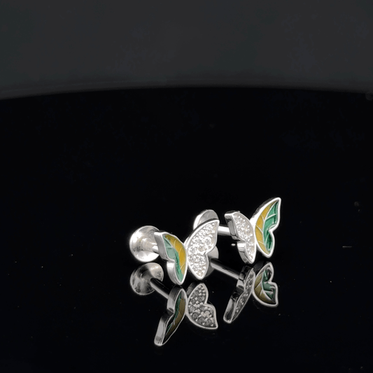 Green Yellow Butterfly Earrings