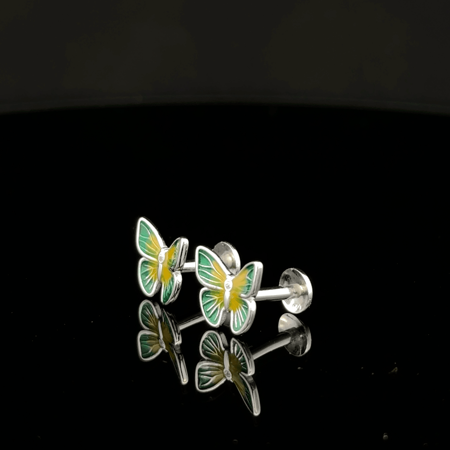 Green Yellow Butterfly Earrings