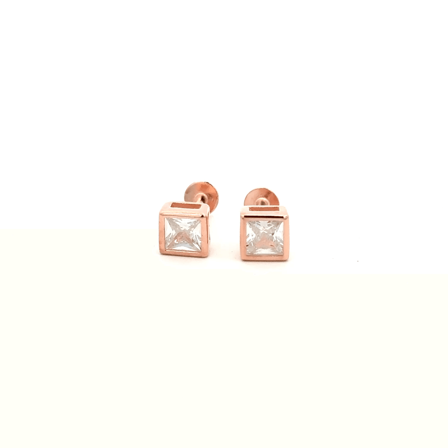 Square White Stone Stud