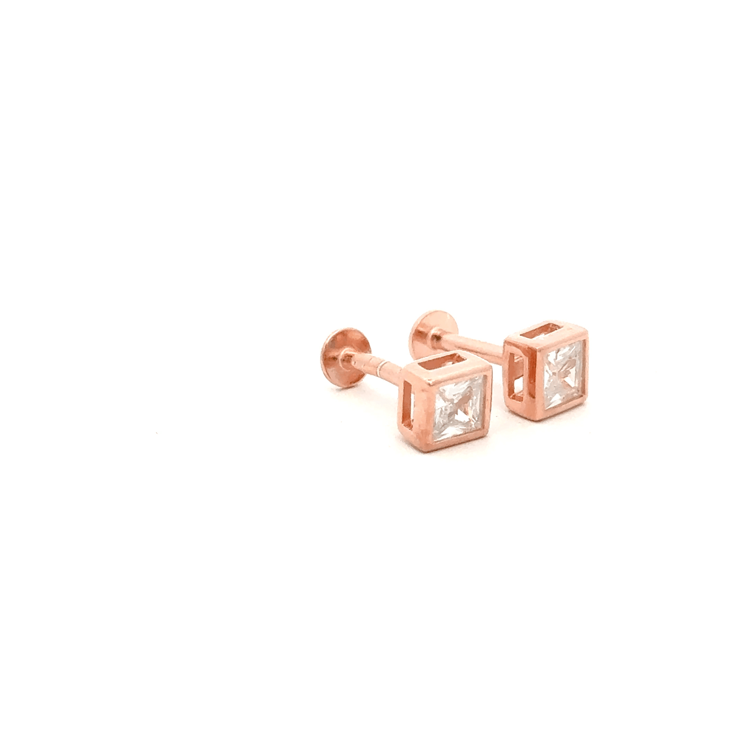 Square White Stone Stud