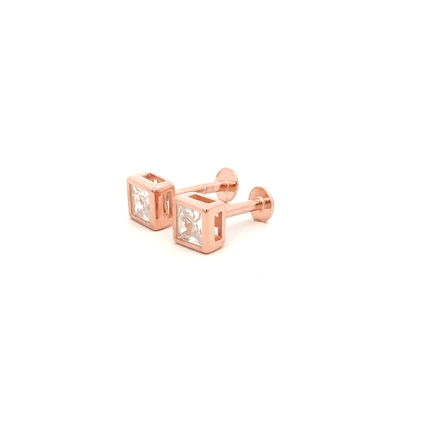 Square White Stone Stud