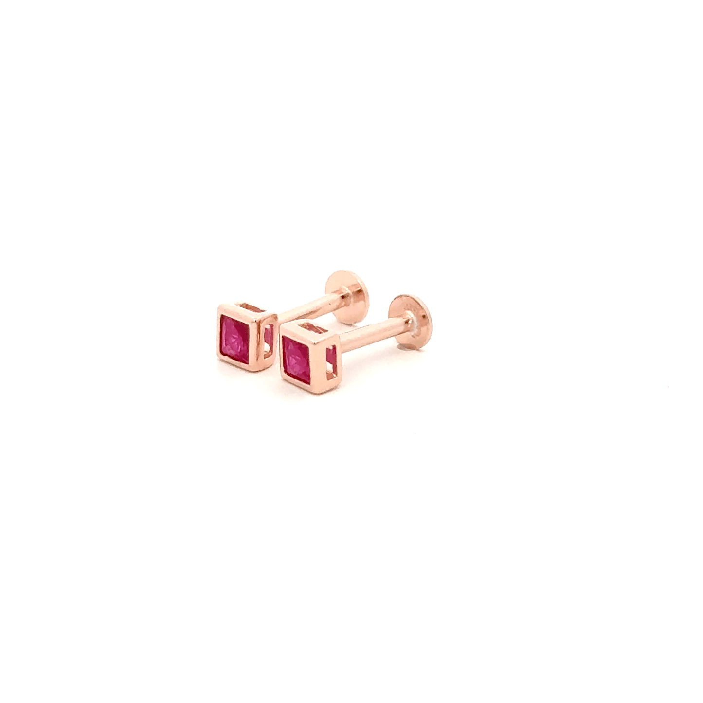 Pink Square Stone Stud
