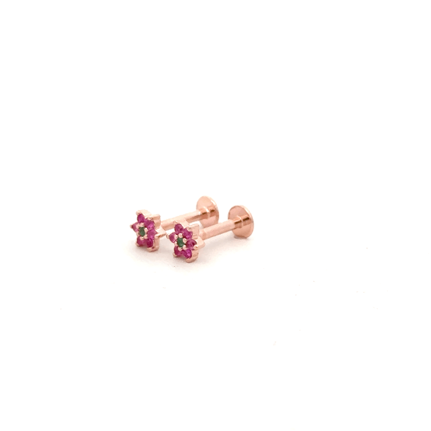 Floral green stone stud