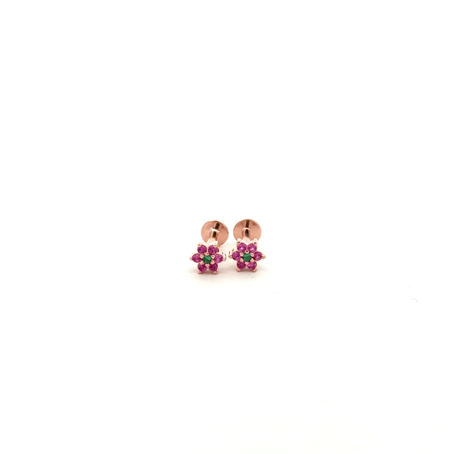 Floral green stone stud