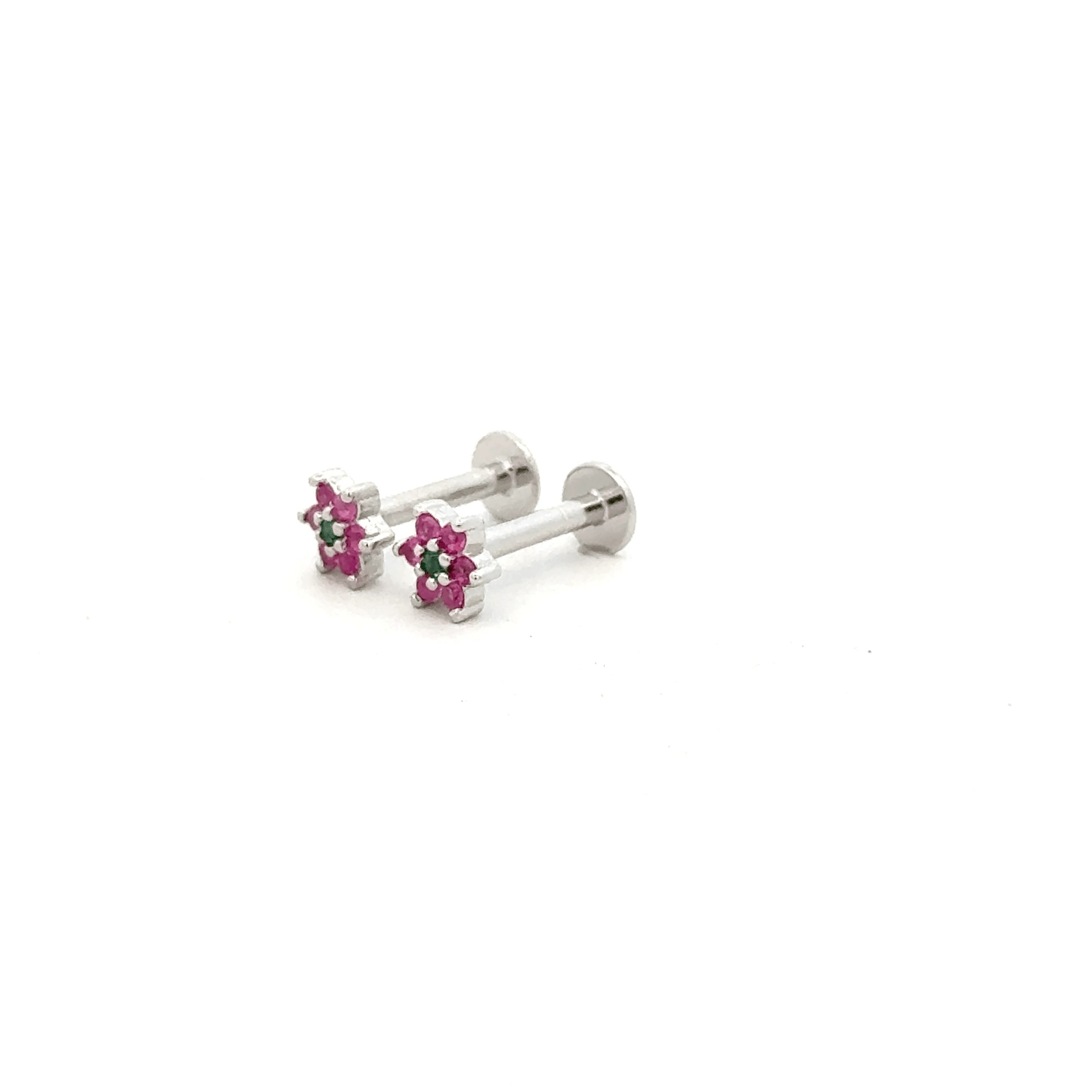 Green Stone Flower Stud