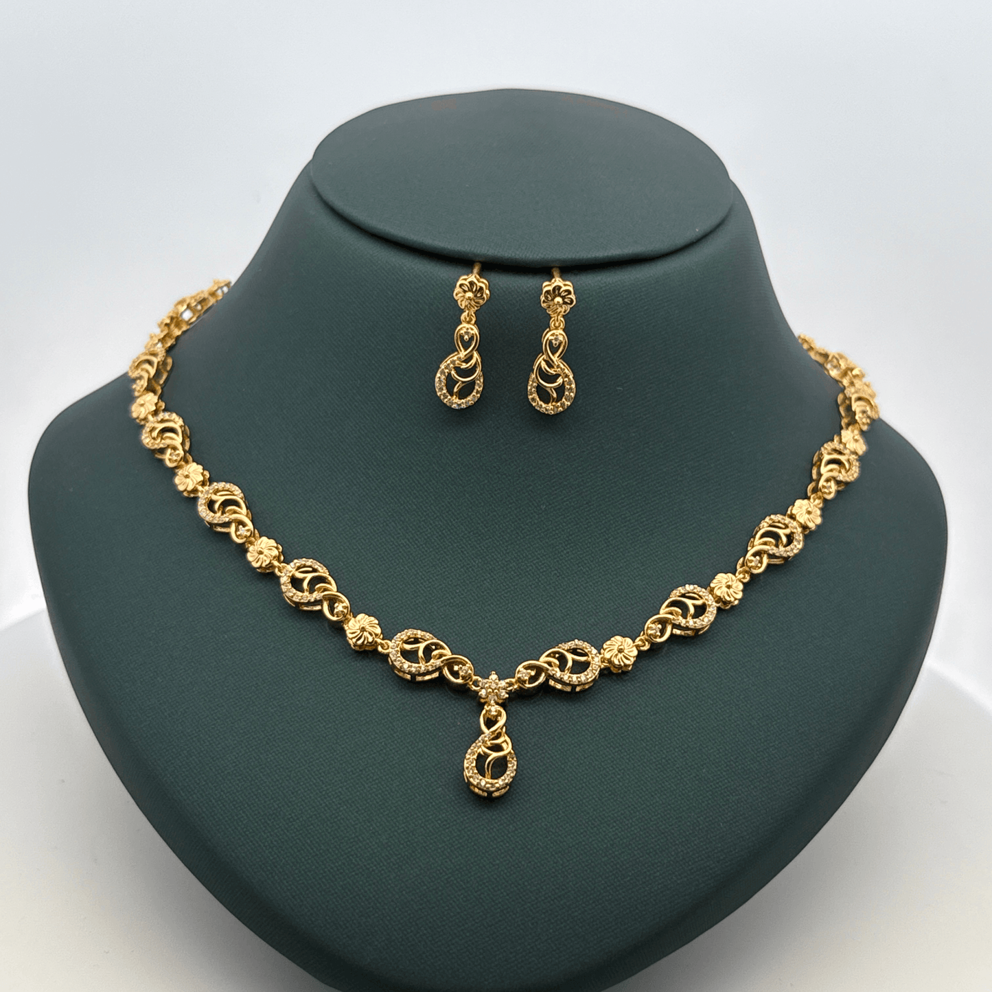 Gold Plated Necklace with earrings