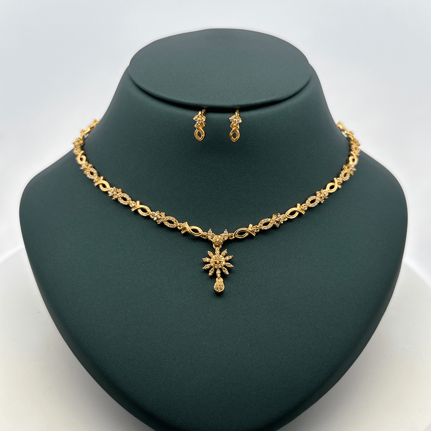 Gold Plated Necklace with earrings