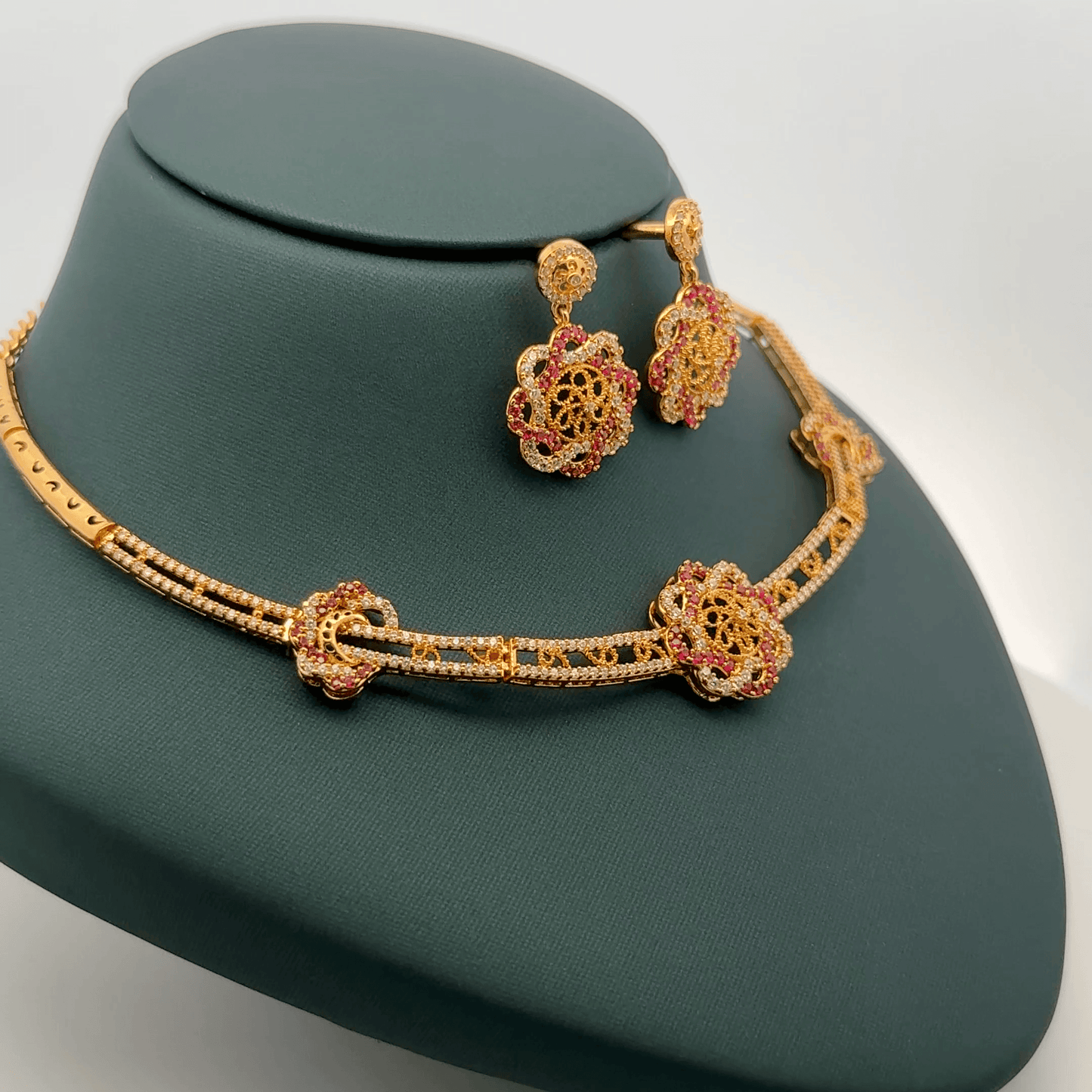 Gold Plated Necklace with earrings