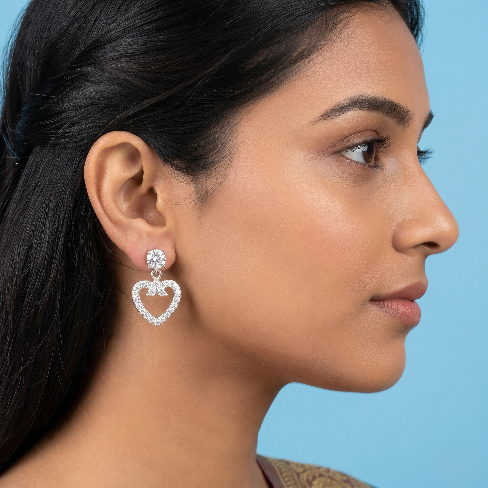 Open Heart Dangle Earrings