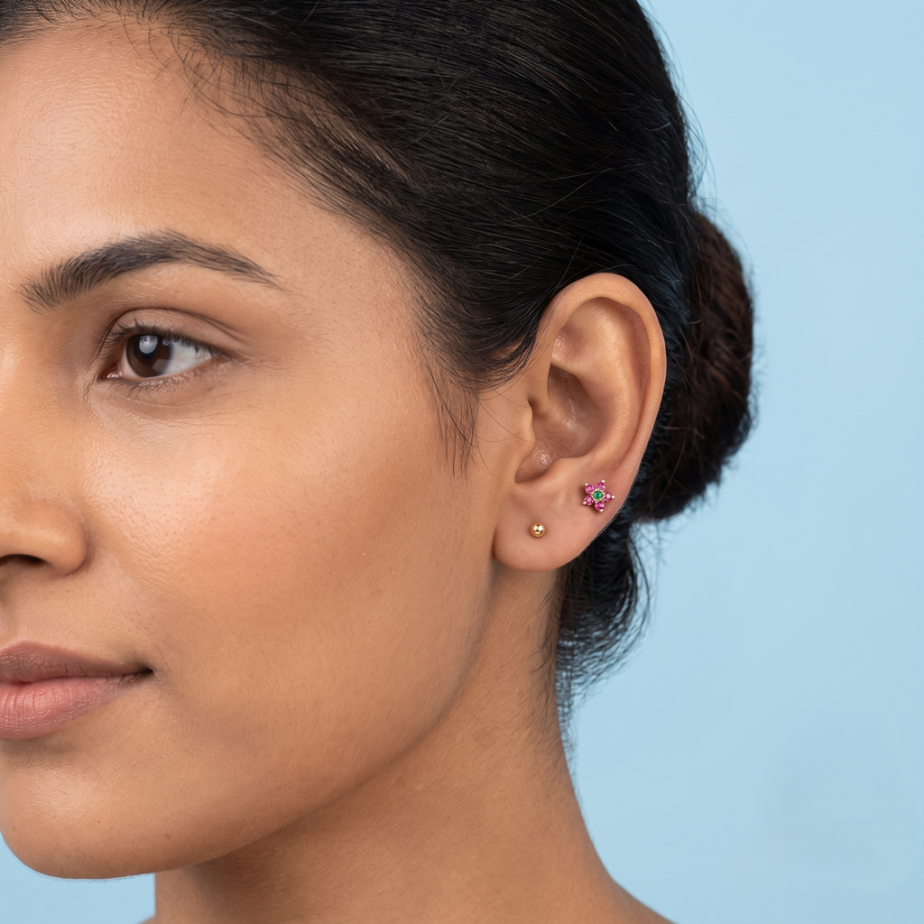 Green Stone Flower Earring