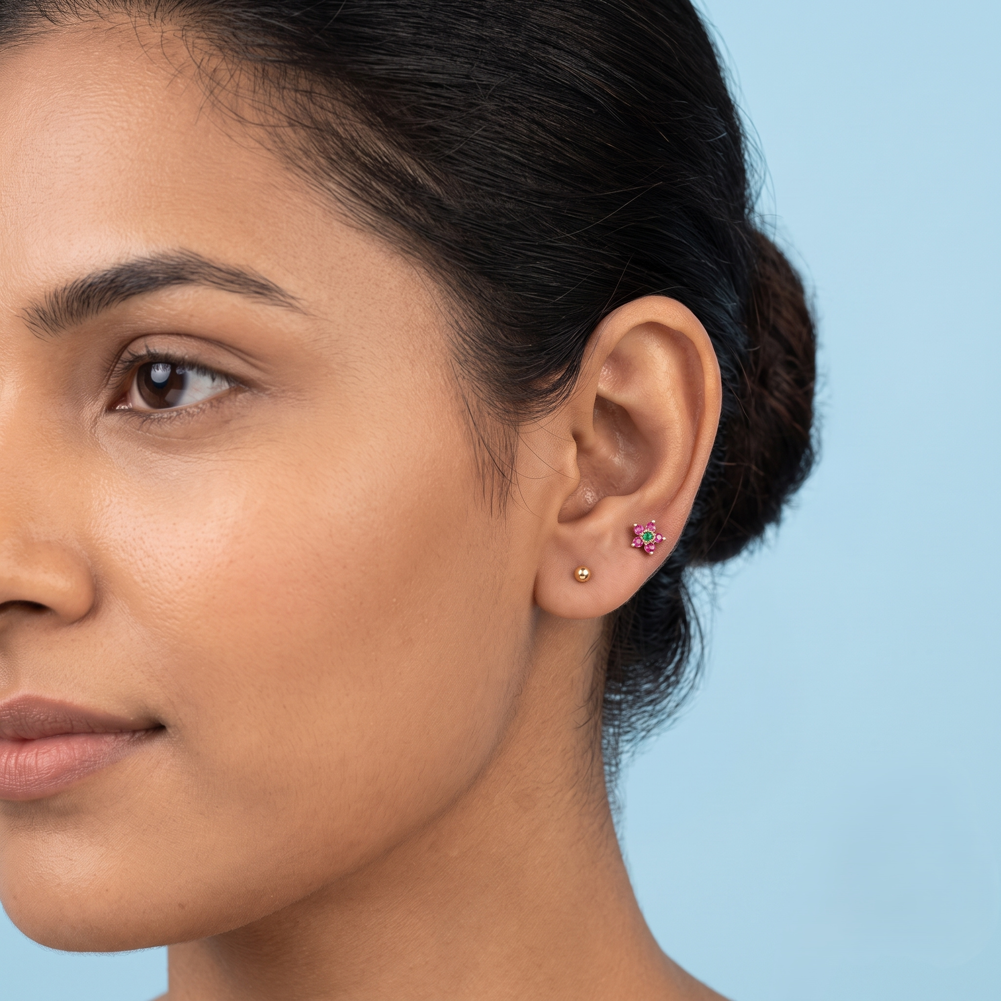 Green Stone Flower Earring