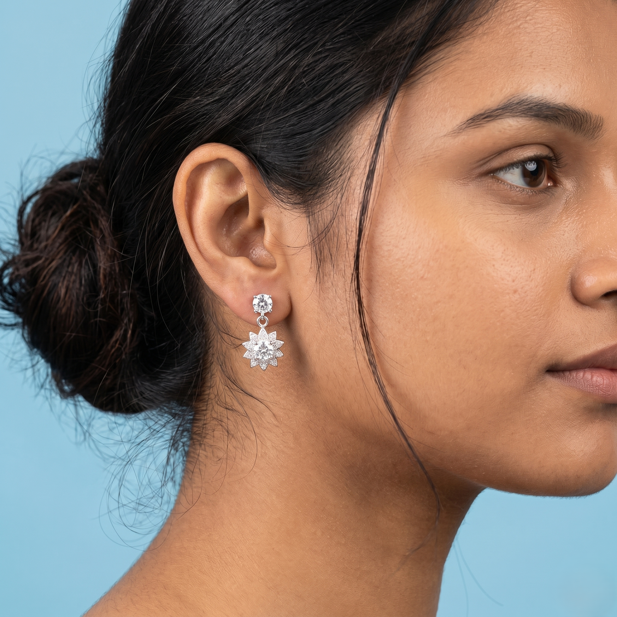 Sparkly Starburst Floral Dangle Earrings