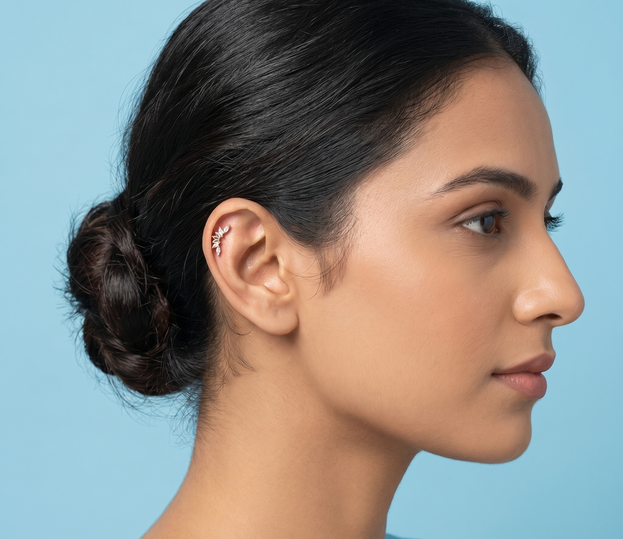 Rosegold Leaf Curve Second Stud