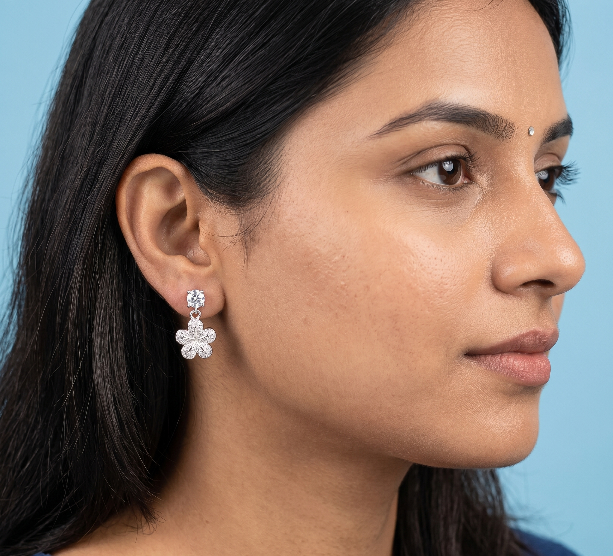 Flower drop earrings