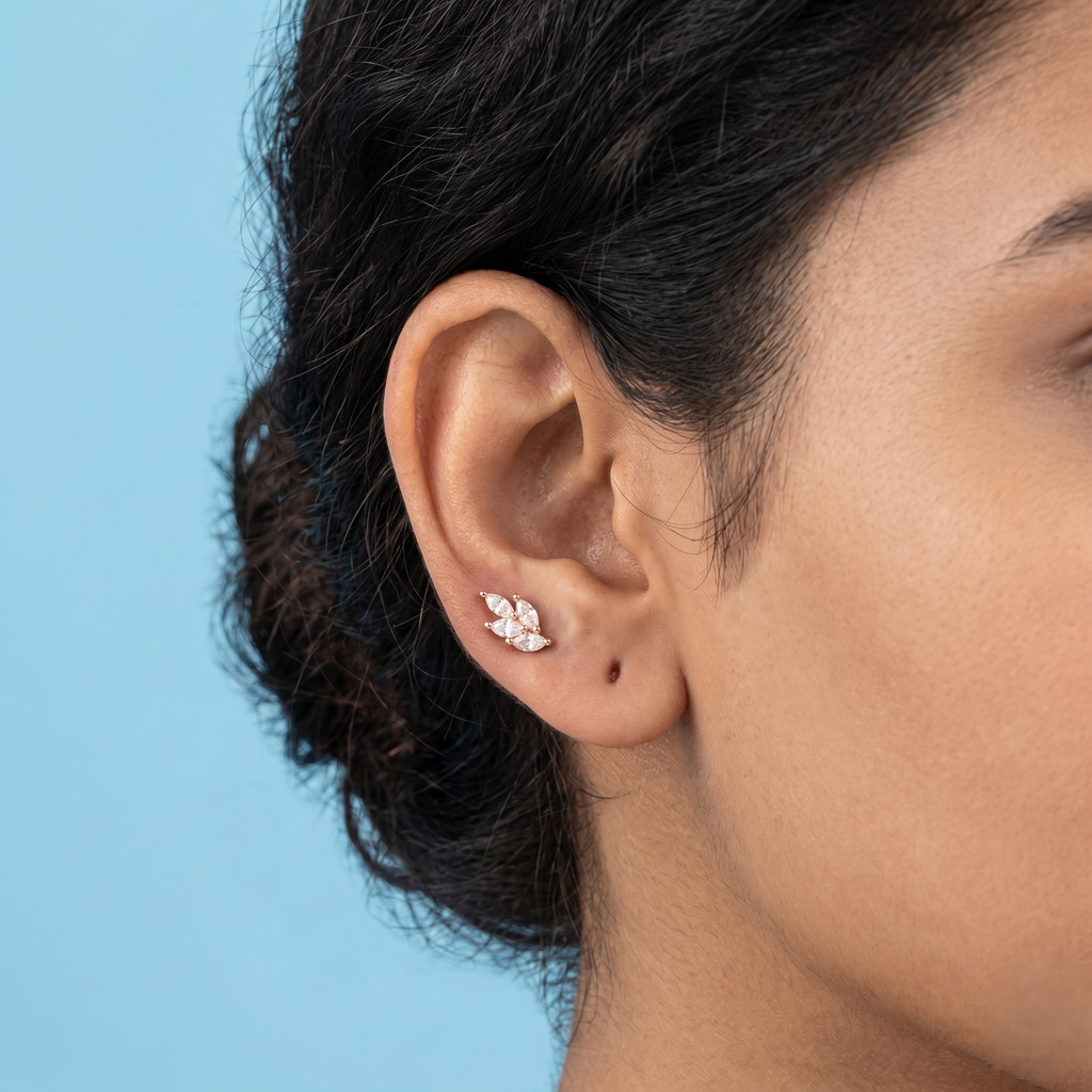 Rosegold Leaf Second Stud