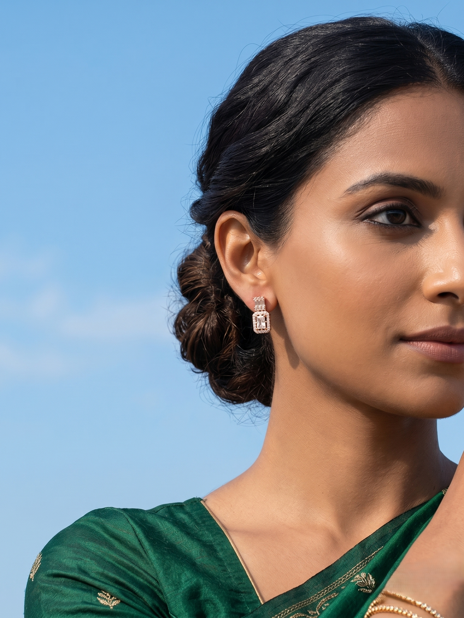 Emerald-Cut Rose Gold Drops Earrings