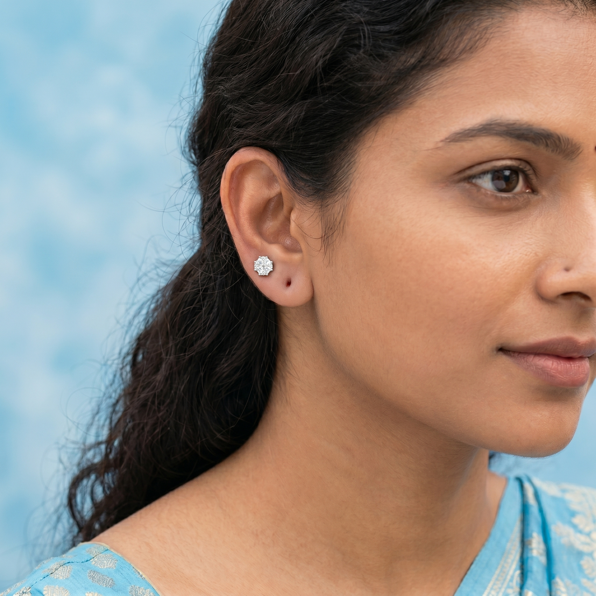 Silver Hexagonal Second Stud
