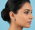 Rose gold Large Square Halo Stud Earrings