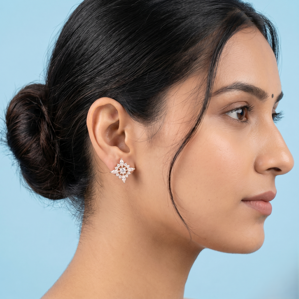Rose Gold Star Shaped Earrings