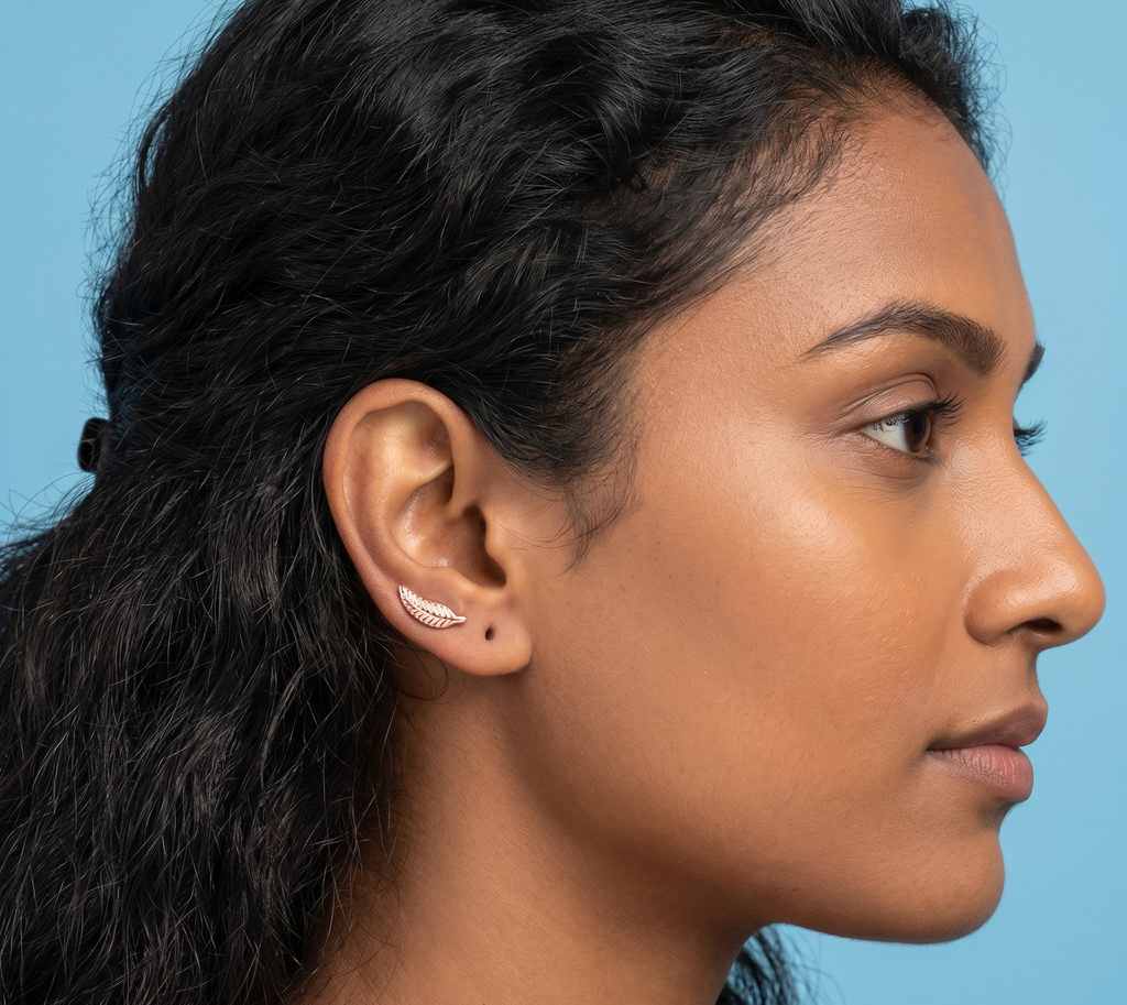 Rose gold Leaf second stud