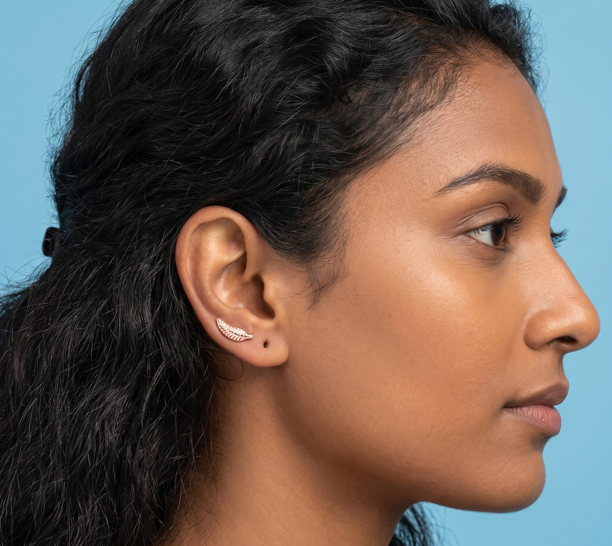 Rose gold Leaf second stud