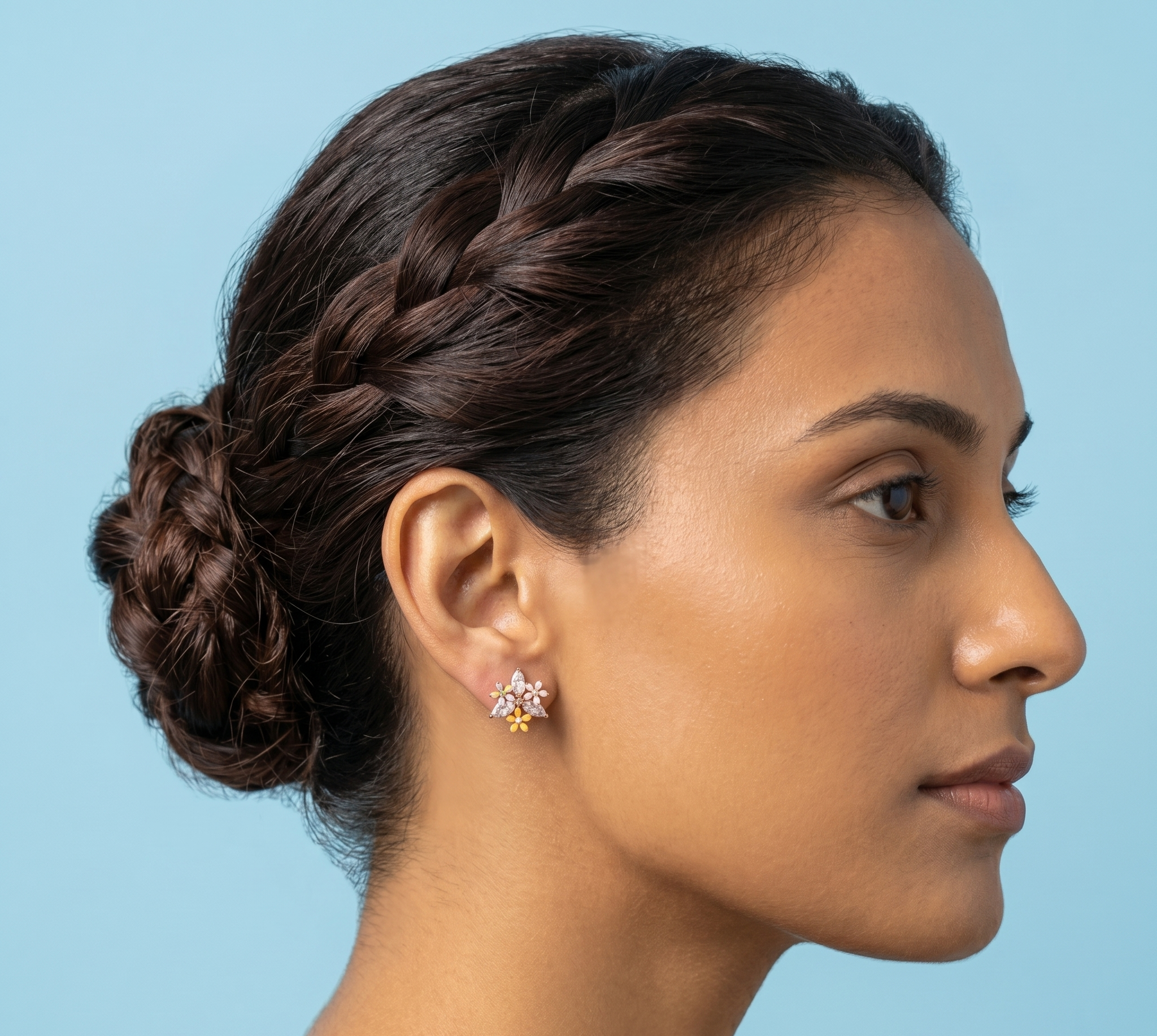 Rose Gold Triangle Pastel Floral Earrings