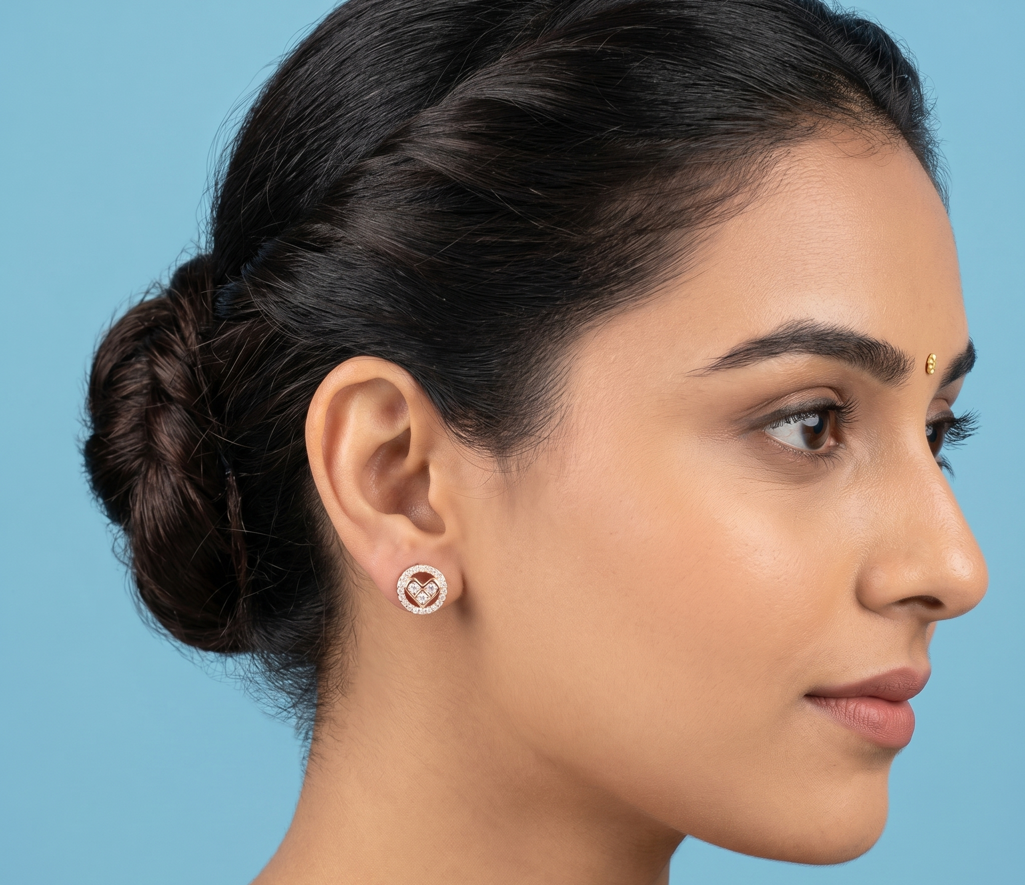 Rose Gold Heart & Halo Earrings